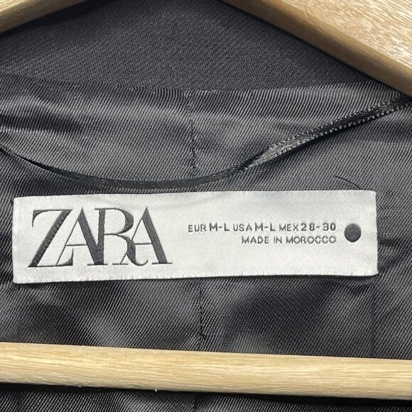 Zara Womens Oversize Minimalist Blazer L Black Polyester & Wool Blend - Picture 2 of 6